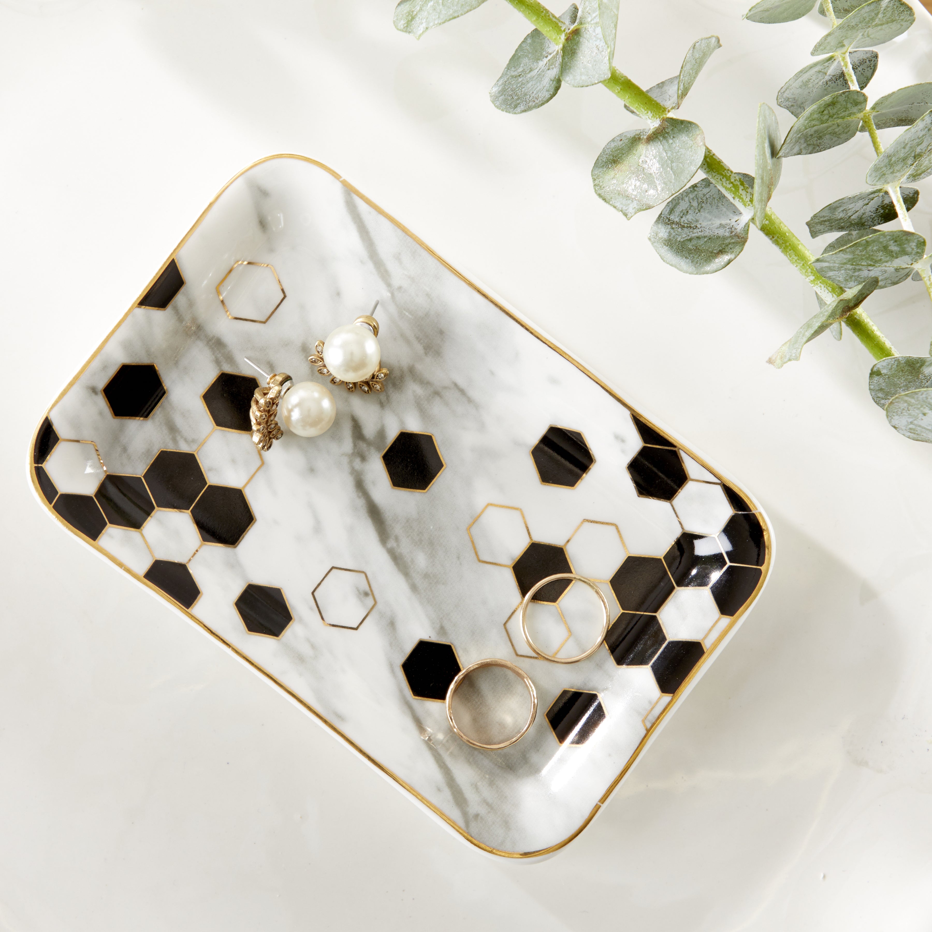 Marble geo trinket dish 