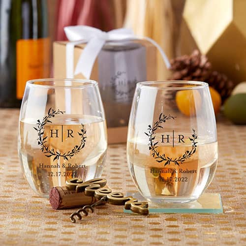 Monogram Wine Glass Personalized Wedding Favors