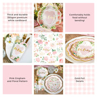 Baby Shower Onesie Tableware Set - Pink Floral