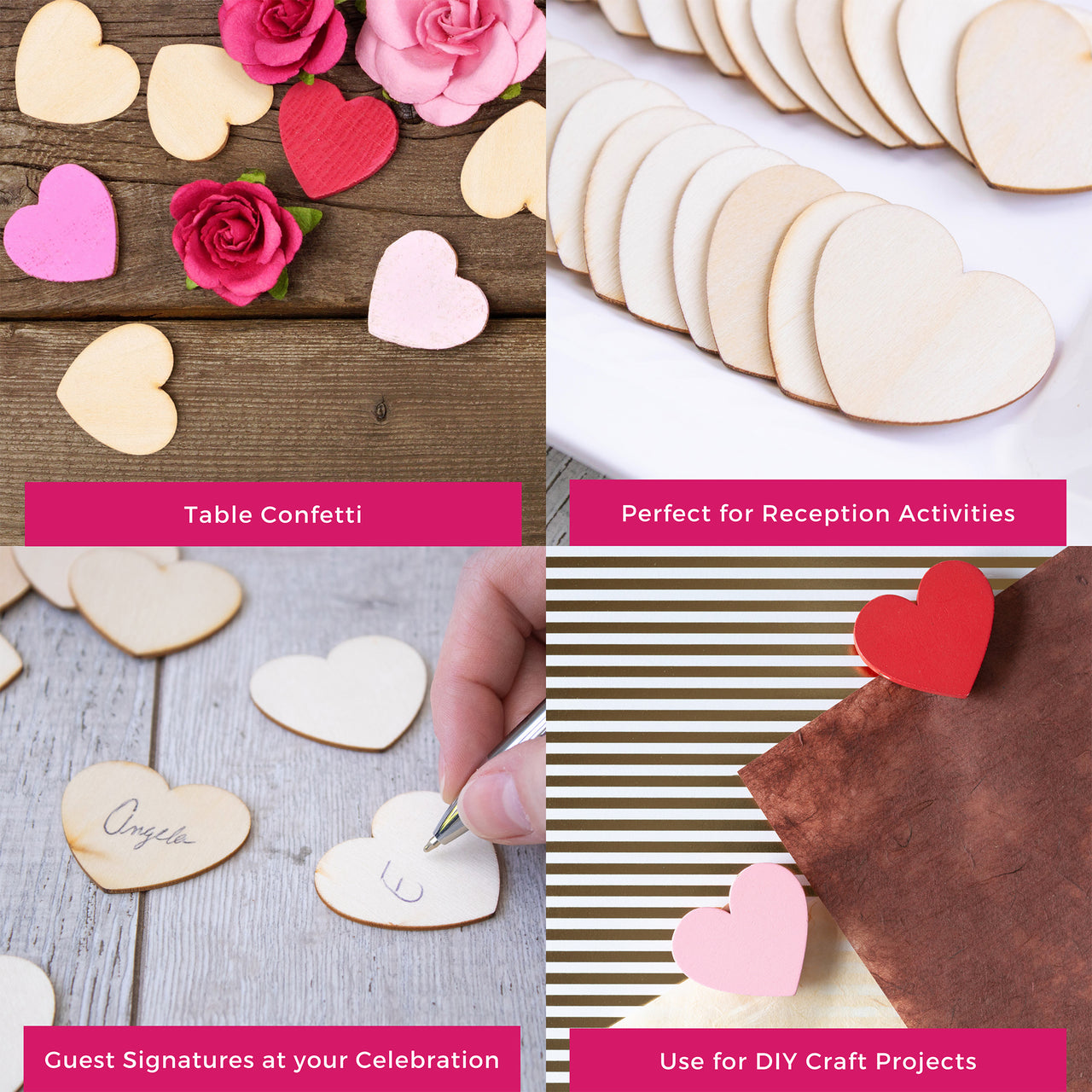 Wooden Hearts for Guest Book Alternative (Set of 75)