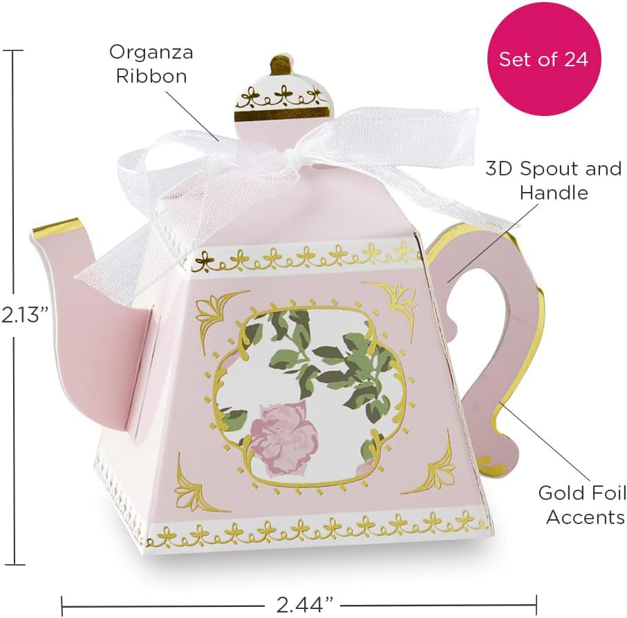 Pink Tea Time Whimsy Teapot Favor Box (Set of 24)