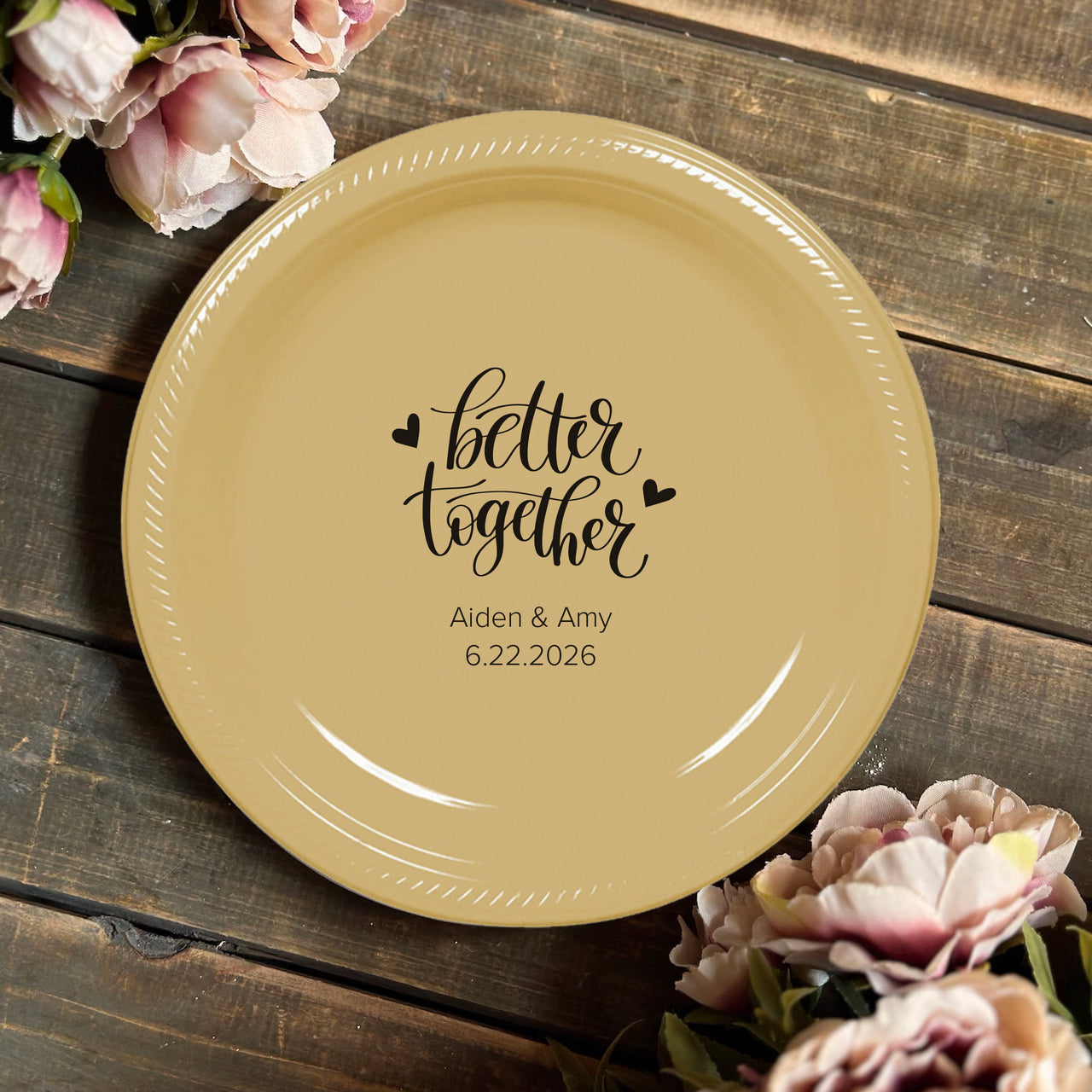 Personalized 7" Plastic Round Wedding Plates