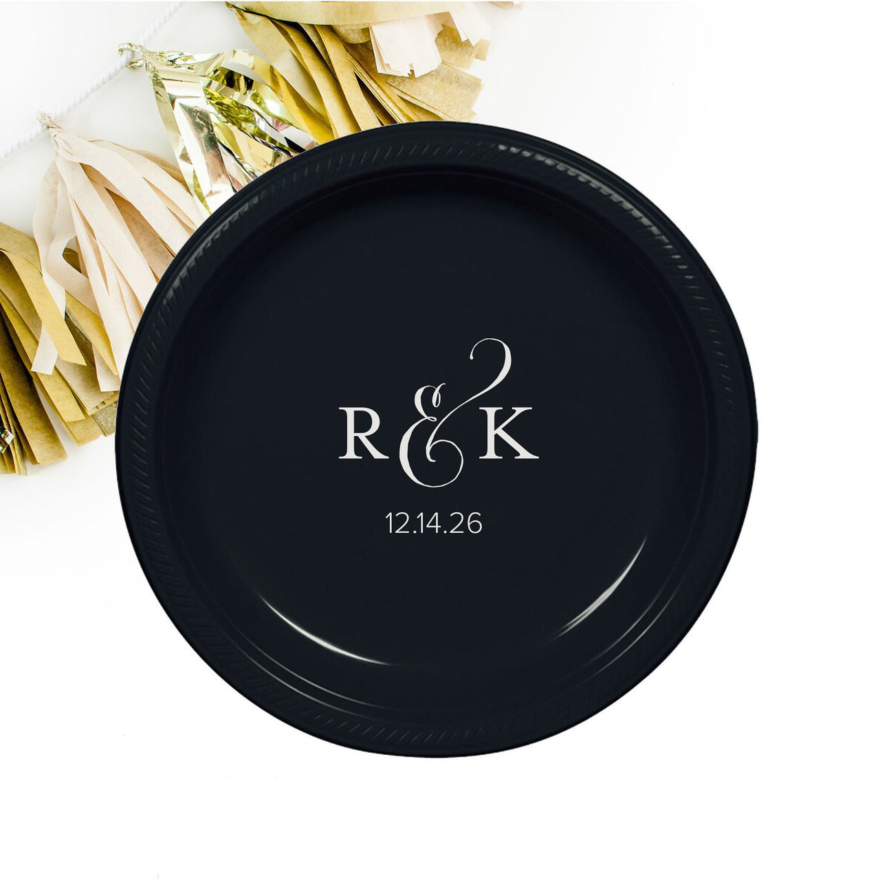 Personalized 7" Plastic Round Wedding Plates