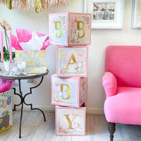 Pink Elephant Baby Shower Block Box (Set of 4) - Alternate Image 3 | My Wedding Favors