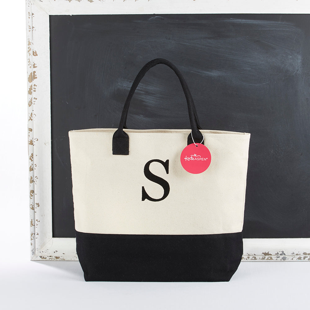 Large Monogram Canvas Tote Bag - Black and White – Be Monogrammed