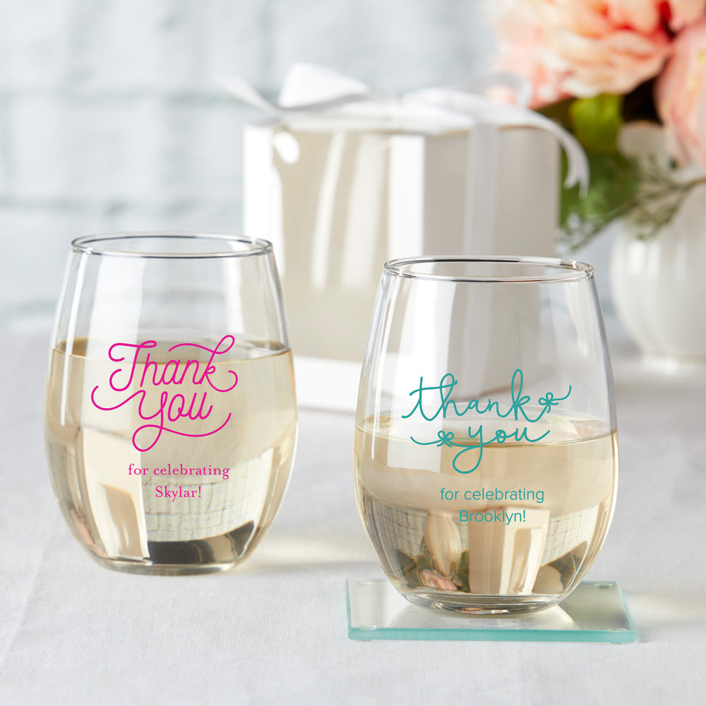 Monogrammed Stemless Wine Glass - Groovy Girl Gifts