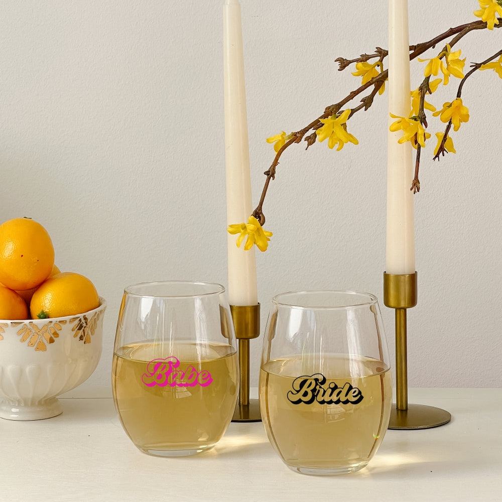 Stemless Wine Glasses Set of 4-15 0z. Oversized Wine Glass - Made