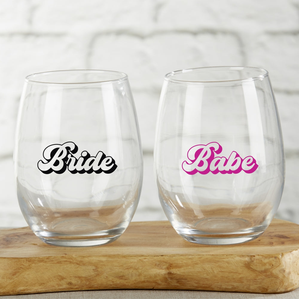 9 oz. Stemless Wine Glass - It's a Girl! (Set of 12)