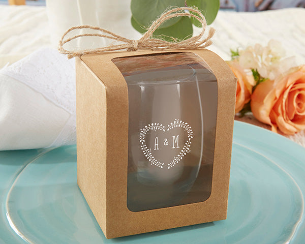 Kraft 15 oz. Stemless Wine Glass Gift Box with Ribbon (Set of 20) - Famous  Favors