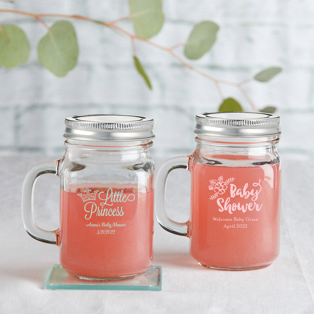 Buy Flower Mason Jar Cup With Handle, Iced Coffee Cup With Lid