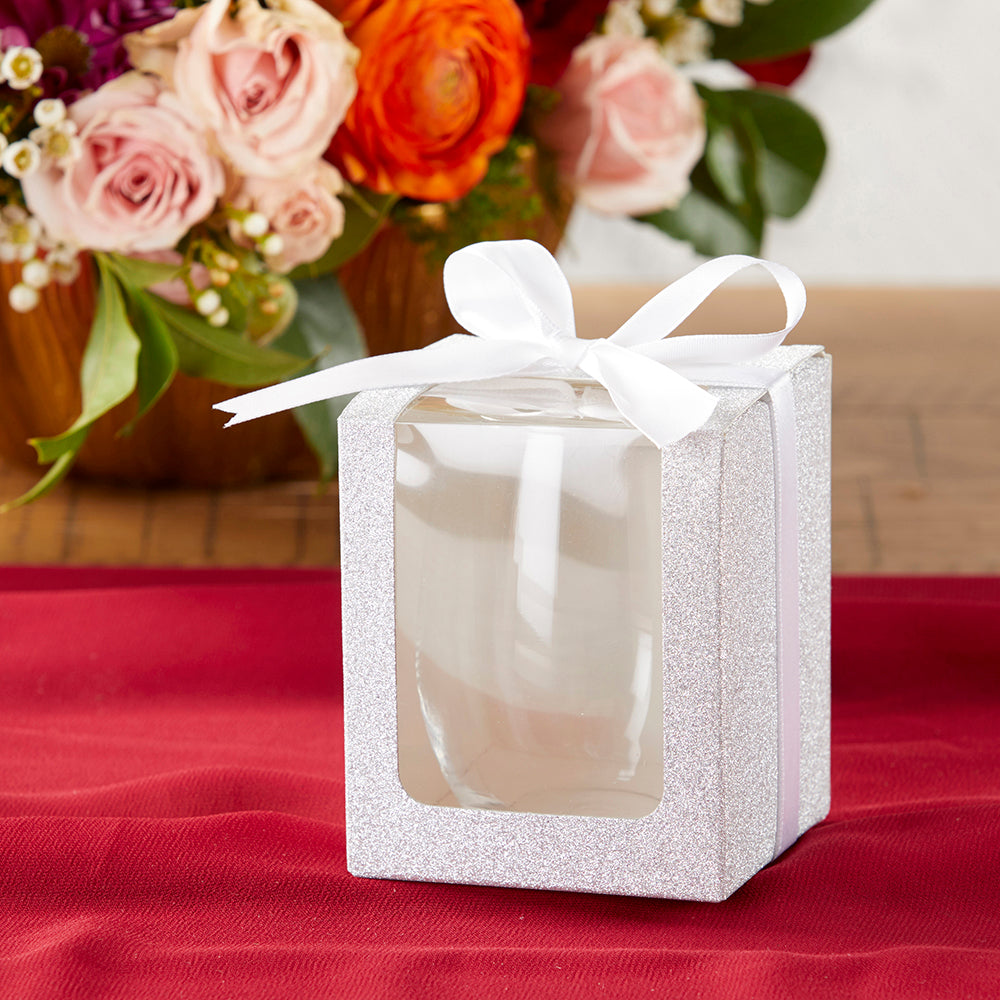 White 9 oz. Glassware Gift Box with Ribbon (Set of 20)