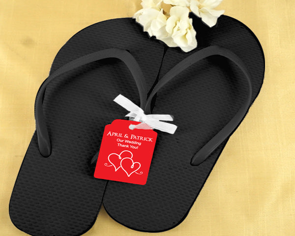 Wedding Flip Flops w/Monogram Kraft Tag (Black or White Available) MWF
