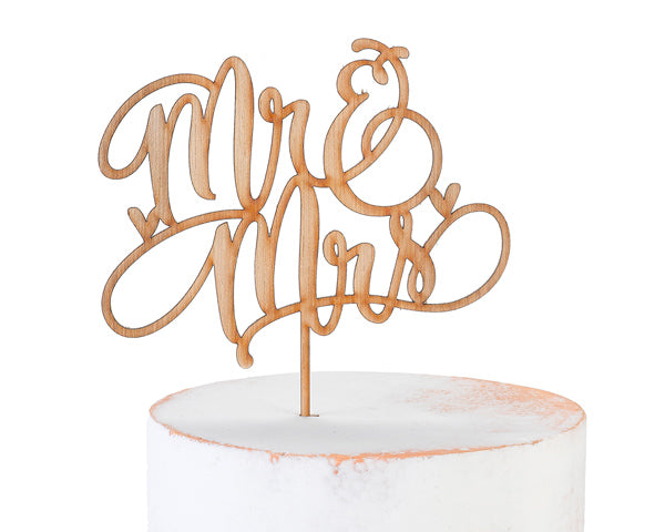 Mr. & Mrs. Wood Cake Topper