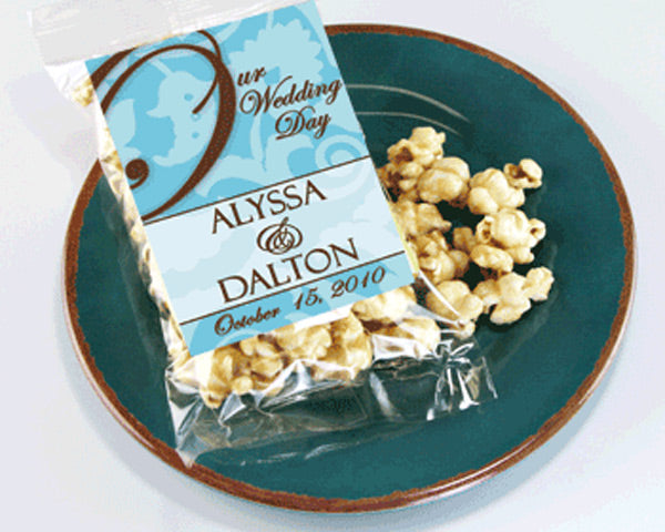 Personalized Spring Caramel Popcorn Wedding Favors